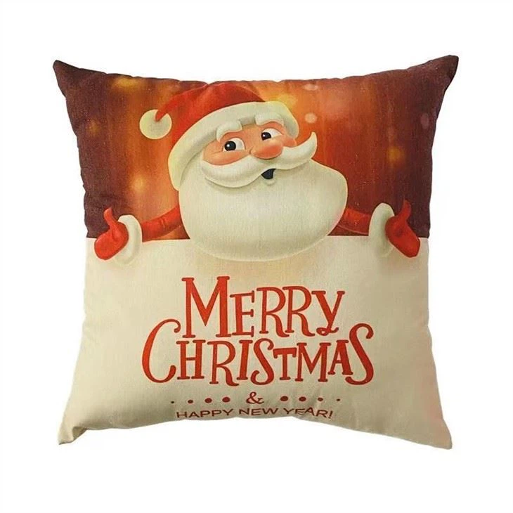 Santa Claus Linen Christmas Pillowcase